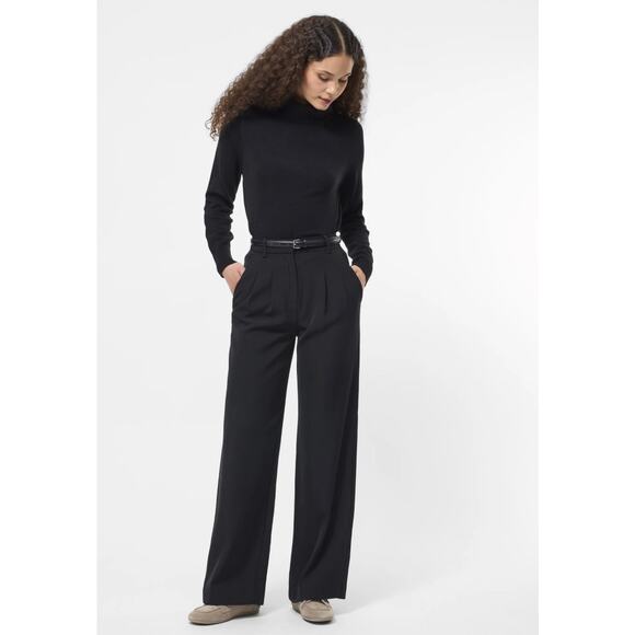 French Connection Harry Black Wide Leg Pants Size Medium Dressy Work Trousers - Picture 1 of 15